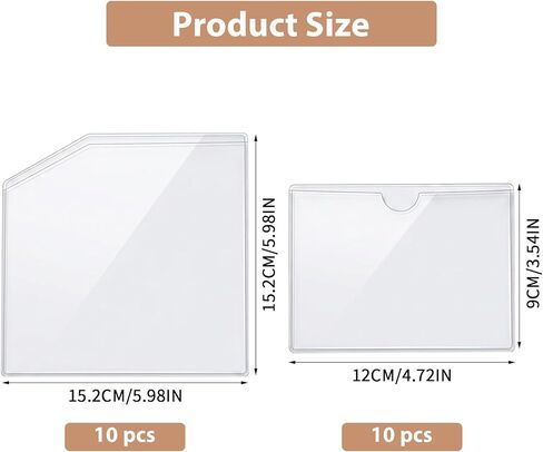 20PCS Clear Adhesive Pockets, Plastic Adhesive Pockets, Self Sticky Clear Journal Pocket Insert, Ideal Holder Top Open Add Storage Space to Notebooks Journal Office School Vinyl in Kuwait