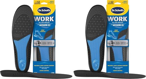 Dr. Scholl's Work All-Day Superior Comfort Insoles (with) Massaging Gel®, Men, 1 Pair, Trim to Fit (Pack of 2) in Saudi Arabia