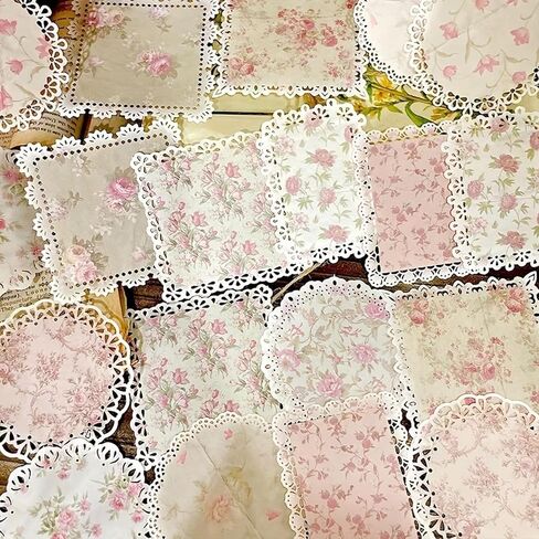 Floral Scrapbook Stickers, Vintage Flower Lace Stickers, Decor Paper for Junk Journal Crafts Diary Planner, Style 3 in Kuwait