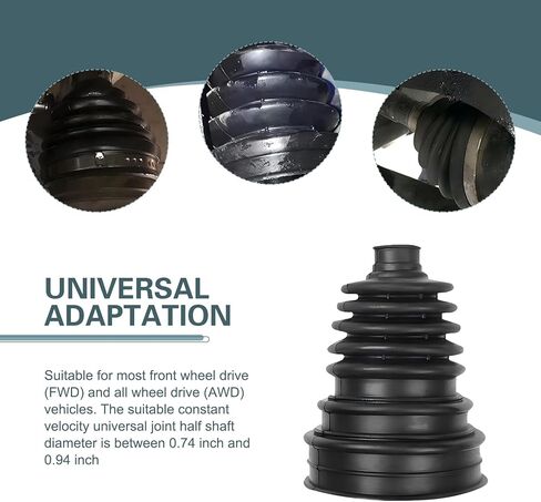 2 PCS CV Axle Boot, Leak Proof Thickened CV Boot Repair Kit, 19mm-24mm Split Axle Ball Cage Repair Kit, for Most Front Wheel Drive (FWD) and All-wheel Drive (AWD) Vehicles (Black) in Saudi Arabia