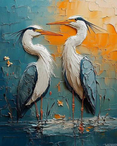 LAENAKR Paint by Numbers, Herons Standing in The Water, Adult Crafts Adult Paint by Number Kits, Arts Crafts for Home Decor (No Frame,16x20 inch) in Kuwait