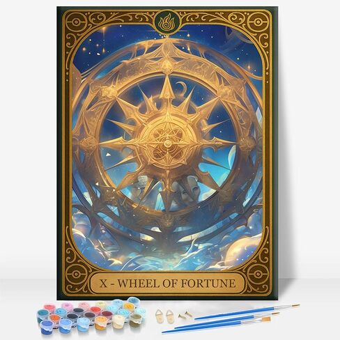 Aeontinity Minor Arcana Cups 02 Two Tarot Card Framed Canvas DIY Paint by Numbers Kit Bar Cafe Cave Home Room Wall Bathroom Porch Patio Decor Gift, 16 x 12 Inch in Saudi Arabia