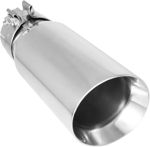 MXA 4 to 5inch Exhaust Tip,Tail Pipe Exhaust Tip for Car, Dual Wall Angle Cut Exhaust Tips Universal Stainless Steel (4"x5"x12") in Saudi Arabia