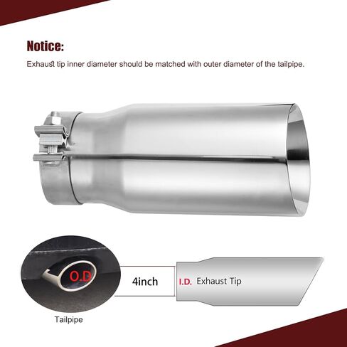 MXA 4 to 5inch Exhaust Tip,Tail Pipe Exhaust Tip for Car, Dual Wall Angle Cut Exhaust Tips Universal Stainless Steel (4"x5"x12") in Saudi Arabia