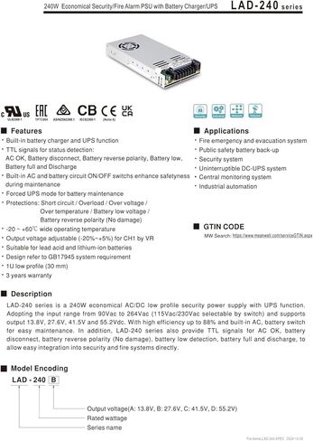 240W LAD-240A LAD-240B LAD-240C LAD-240D Switching Power Supply(LAD-240B) in Saudi Arabia