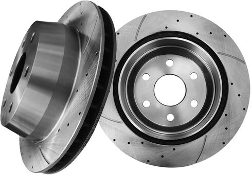 PM Auto Rear 330mm Drilled Slotted Brake Disc Rotors Compatible With 2002-2006 Chevrolet Avalanche 1500 in Kuwait