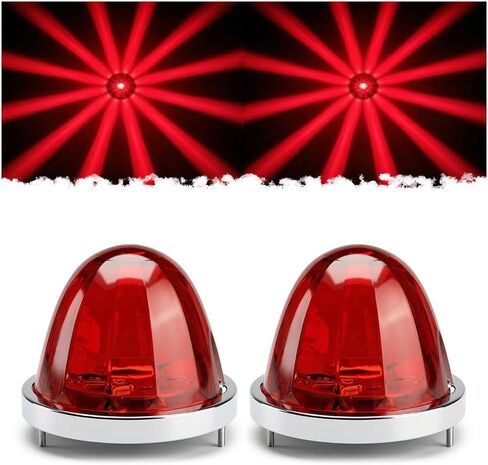 Watermelon Lights LED Side Marker Turn Signal Lights,2PCS Red Strobe and Constant Clearance Warning Water Melon Lights 12V 24V for Kenworth Freightliner Peterbilt Semi Trucks RVs Trailers in Saudi Arabia