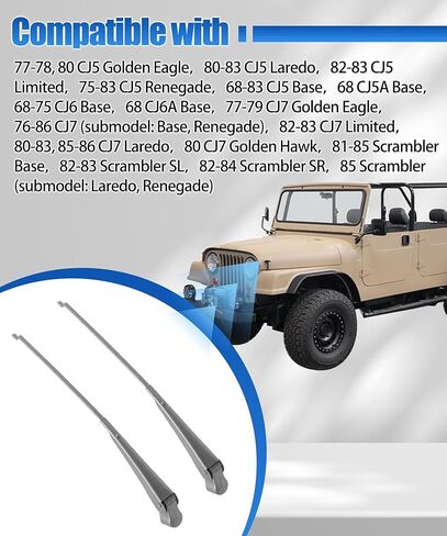 1 Pair Front Windshield Wiper Arm Replacement Kit Compatible with Jeep CJ5 CJ6 CJ7 CJ5A CJ6A CJ8 Scrambler Replace 42883 J0979281 J5758005 J9995182 J0979281 J5758005 in Kuwait