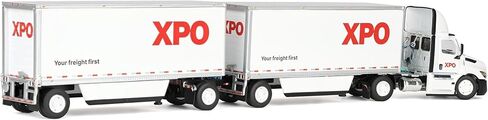 First Gear DCP 1/64 XPO Freightliner الجيل الخامس كاسكاديا نصف شاحنة مع مقطورات صغيرة، إصدار الولايات المتحدة الأمريكية 60-1808 in Kuwait
