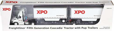 First Gear DCP 1/64 XPO Freightliner الجيل الخامس كاسكاديا نصف شاحنة مع مقطورات صغيرة، إصدار الولايات المتحدة الأمريكية 60-1808 in Kuwait