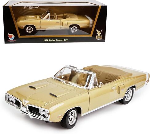 1970 Dodge Coronet R/T 1:18 Diecast Model - Mopar Muscle Legend with 440 Magnum Badge, Functional Hood Scoops & Steering Wheel, Premium Gift Box, 14+, Gold in Saudi Arabia