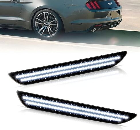 LED Side Marker Lights Compatible with Ford Mustang 2015 2016 2017 2018 2019 2020 2021 2022 2023 Red Rear Bumper Lights Reflectors Assembly Smoked Lens Pack of 2 in Saudi Arabia