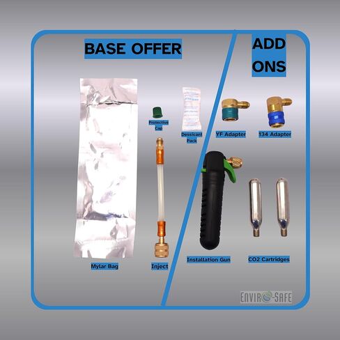 ENVIRO-SAFE Proseal Direct Inject - AC Leak Repair | 30-Second Install • Original USA Manufacturer • R22 R1234YF R410a R134a (with Installation Kit (30 Second Install), 5 Ton (Standard Home A/C)) in Kuwait
