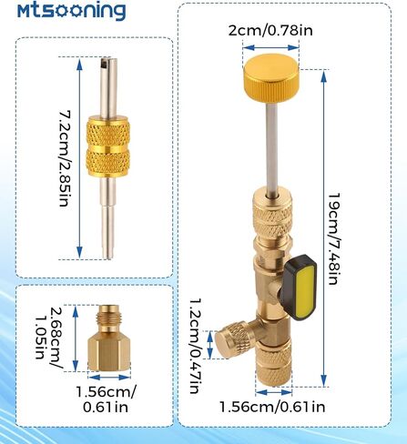 R134A R410A R22 R12 HVAC مجموعة خراطيم الشحن وصمام الكرة، أداة تثبيت مزيل صمام R410A الأساسية مع خراطيم صمام كروي 7 بوصة 1/4 بوصة خيط SAE، لمقياس التيار المتردد المنوع 1/4 بوصة خرطوم خيط in Kuwait