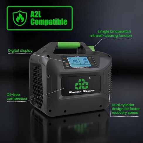 Super Stars Refrigerant Recovery Machine A2L-Compatible - 1 HP (750 W) Brushless Digital Display with Self-Cleaning Portable HVAC Unit for All Common CFC HFC HCFC in Saudi Arabia