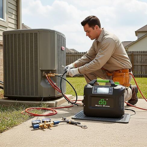 Super Stars Refrigerant Recovery Machine A2L-Compatible - 1 HP (750 W) Brushless Digital Display with Self-Cleaning Portable HVAC Unit for All Common CFC HFC HCFC in Saudi Arabia