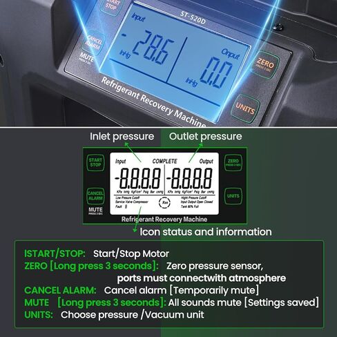 Super Stars Refrigerant Recovery Machine A2L-Compatible - 1 HP (750 W) Brushless Digital Display with Self-Cleaning Portable HVAC Unit for All Common CFC HFC HCFC in Saudi Arabia