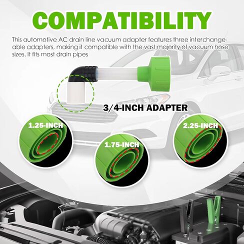 Car AC Drain Line Unclogger Tool,Car AC Drain Line Cleaner Tool with Clear Tube & 90° Elbow,Universal HVAC Drains Lines Vacuum Adapter Cars Accessories for Most Vehicles in Kuwait