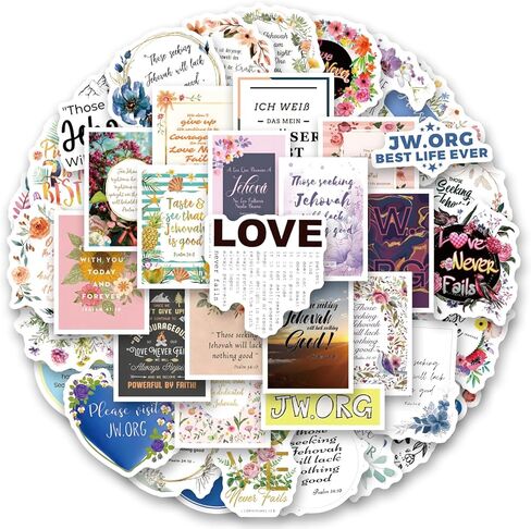 60pcs JW.ORG Stickers, Bible Verse Decals for Water Bottle,Laptop,Phone,Skateboard. in Kuwait