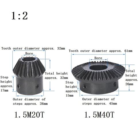 Single 1.5M Bevel Gear 1:2 15/30Teeth 45# Steel Bore 5/6mm 1Pcs(5mm,15 Teeth) in Saudi Arabia