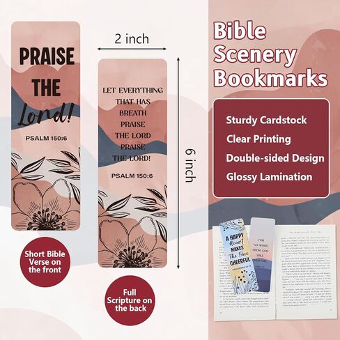 100 Pack Bible Verses Bookmarks, 25 Style Inspirational Book Markers Religious Bookmarks for Women & Men Reading Lover, Bulk Christian Gifts for School Church(Double-Sided) in Saudi Arabia