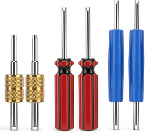 6 Pcs Valve Core Removal Tool, R134 R12 A/C HVAC Valve Stem Removal Tool, Single & Dual Head A/C Valves Core Extractor for Air Conditioning Line Repair Removals Tools in Kuwait