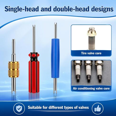 6 Pcs Valve Core Removal Tool, R134 R12 A/C HVAC Valve Stem Removal Tool, Single & Dual Head A/C Valves Core Extractor for Air Conditioning Line Repair Removals Tools in Kuwait