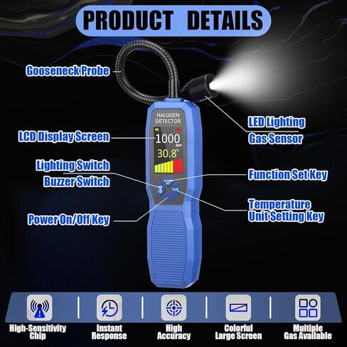 جهاز كشف تسرب مبرد السيارات من Tellegloww HVAC مع شاشة LCD، وإضاءة LED وإنذار صوتي ومرئي، طقم كاشف تسرب التيار المتردد للسيارة، نظارات واقية لمصباح يدوي للأشعة فوق البنفسجية لR134a R410A R22 R32 R1234yf in Kuwait