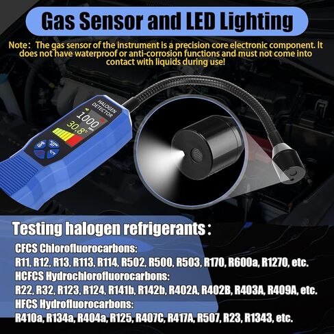جهاز كشف تسرب مبرد السيارات من Tellegloww HVAC مع شاشة LCD، وإضاءة LED وإنذار صوتي ومرئي، طقم كاشف تسرب التيار المتردد للسيارة، نظارات واقية لمصباح يدوي للأشعة فوق البنفسجية لR134a R410A R22 R32 R1234yf in Kuwait