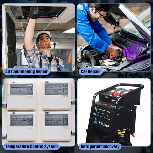 جهاز كشف تسرب مبرد السيارات من Tellegloww HVAC مع شاشة LCD، وإضاءة LED وإنذار صوتي ومرئي، طقم كاشف تسرب التيار المتردد للسيارة، نظارات واقية لمصباح يدوي للأشعة فوق البنفسجية لR134a R410A R22 R32 R1234yf in Kuwait