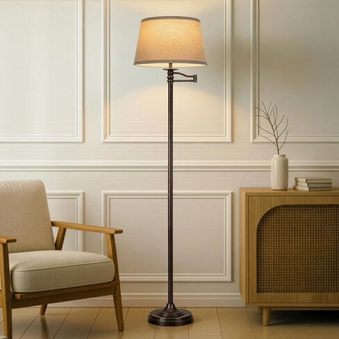 Brightech Caden LED Floor Lamp - Tall Standing Lamp with Swing Arm for Living Rooms & Offices - Industrial Bronze in Saudi Arabia