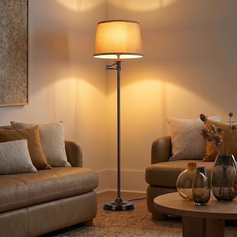 Brightech Caden LED Floor Lamp - Tall Standing Lamp with Swing Arm for Living Rooms & Offices - Industrial Bronze in Saudi Arabia