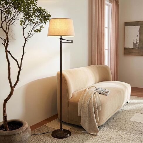 Brightech Caden LED Floor Lamp - Tall Standing Lamp with Swing Arm for Living Rooms & Offices - Industrial Bronze in Saudi Arabia