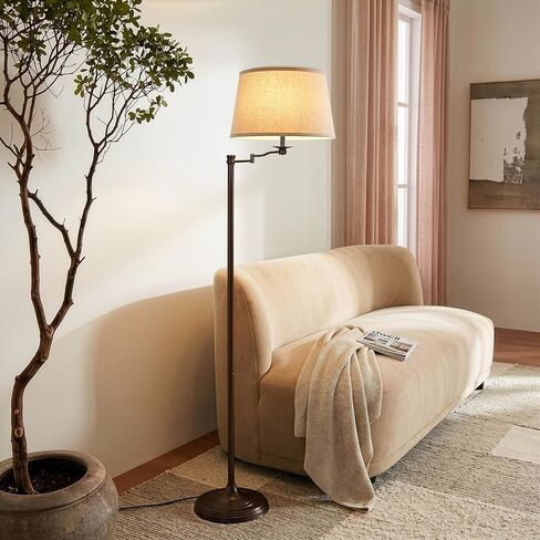 Brightech Caden LED Floor Lamp - Tall Standing Lamp with Swing Arm for Living Rooms & Offices - Industrial Bronze in Saudi Arabia