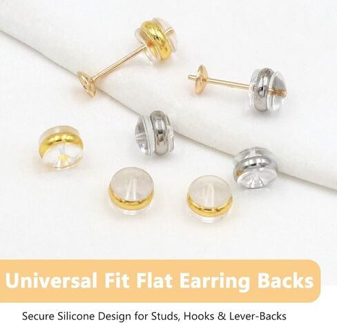 40Pcs Flat Earring Backs for Studs Soft Silicone Pinch Bails and Safety Clasps for Jewelry Making Gold Silver Plastic Earring Back Findings DIY Ear Supplies for Earrings Hoops in Saudi Arabia