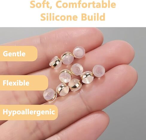 40Pcs Flat Earring Backs for Studs Soft Silicone Pinch Bails and Safety Clasps for Jewelry Making Gold Silver Plastic Earring Back Findings DIY Ear Supplies for Earrings Hoops in Saudi Arabia