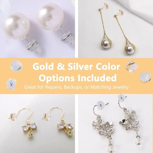 40Pcs Flat Earring Backs for Studs Soft Silicone Pinch Bails and Safety Clasps for Jewelry Making Gold Silver Plastic Earring Back Findings DIY Ear Supplies for Earrings Hoops in Saudi Arabia