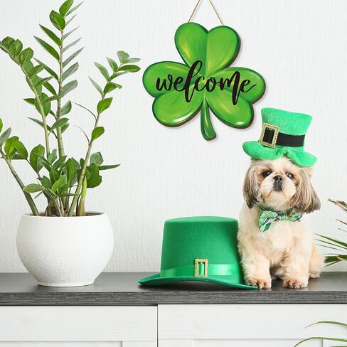 Whaline Shamrock Wooden Hanging Sign St. Patrick’s Day Door Decorations Wall Sign Clover Shaped Front Door Hanger for Irish Holiday Indoor Outdoor Home Farmhouse Wall Window in Saudi Arabia
