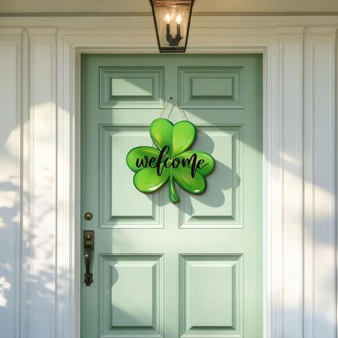 Whaline Shamrock Wooden Hanging Sign St. Patrick’s Day Door Decorations Wall Sign Clover Shaped Front Door Hanger for Irish Holiday Indoor Outdoor Home Farmhouse Wall Window in Saudi Arabia