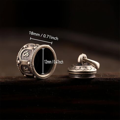 Tibetan Buddhist Prayer Bead Keychain, Silver Cremation Urn Pendant, 2.76 inches, Sandalwood and Bodhi Beads in Kuwait