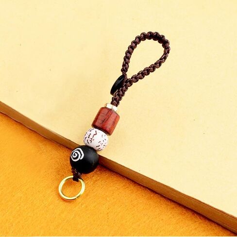 Tibetan Buddhist Prayer Bead Keychain, Silver Cremation Urn Pendant, 2.76 inches, Sandalwood and Bodhi Beads in Kuwait