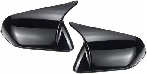 Car Styling ABS 2pcs Door Ox Horn Rear View Mirror Shell Cover Caps Trim Exterior Decoration Accessories for Ford Mustang 2015 2016 2017 2018 2019 2020 2021 2022 (Bright Black) in Saudi Arabia