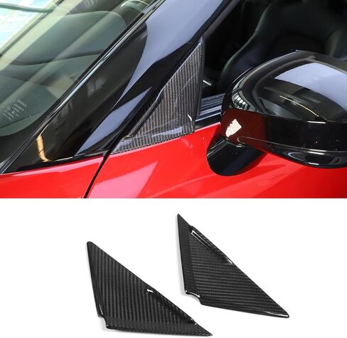 Car Exterior Accessories Front A-Pillar Triangular Decorative Stickers Rear Mirror Front Decorative Cover Panel for Nissan GTR R35 2008-2016 (Carbon Fiber Black) in Saudi Arabia