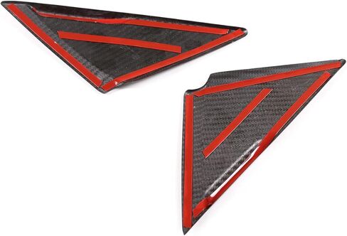 Car Exterior Accessories Front A-Pillar Triangular Decorative Stickers Rear Mirror Front Decorative Cover Panel for Nissan GTR R35 2008-2016 (Carbon Fiber Black) in Saudi Arabia