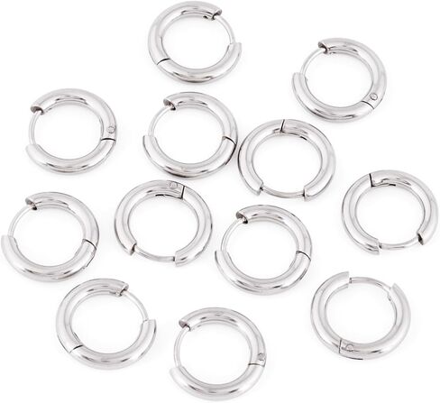 Elecrelive 6 Pairs 316 Surgical Stainless Steel Huggie Hoop Earrings 12mm Hypoallergenic Ear Finding Small Silver Hoop Earrings for Women Dangle Jewelry DIY Making in Kuwait