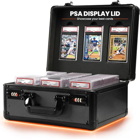 Graded Card Case – PSA Display Lid, 3 Row Card Storage Box with 6 Foam Inserts & Combination Lock – Fits PSA, SGC, GMA, HGA, CSG Slabs, Top Loaders & Loose Cards in Saudi Arabia