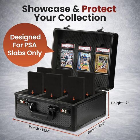 Graded Card Case – PSA Display Lid, 3 Row Card Storage Box with 6 Foam Inserts & Combination Lock – Fits PSA, SGC, GMA, HGA, CSG Slabs, Top Loaders & Loose Cards in Saudi Arabia
