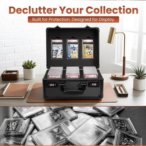 Graded Card Case – PSA Display Lid, 3 Row Card Storage Box with 6 Foam Inserts & Combination Lock – Fits PSA, SGC, GMA, HGA, CSG Slabs, Top Loaders & Loose Cards in Saudi Arabia