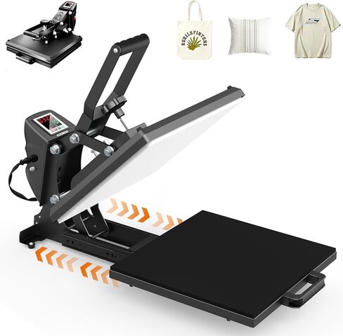 AKEYDIY 15" x 15" Heat Press Machine Slide Out, Rapid Heating for Sublimation, Even Heat Transfer & Accurate Temp Control, Ideal for T-Shirts, Vinyl & Fabric Craft Projects (Black Press 15x15) in Saudi Arabia