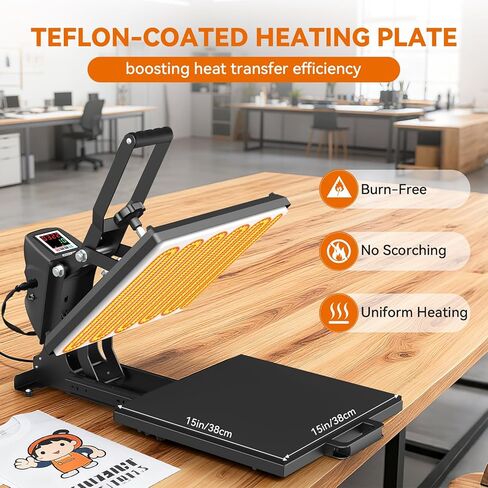 AKEYDIY 15" x 15" Heat Press Machine Slide Out, Rapid Heating for Sublimation, Even Heat Transfer & Accurate Temp Control, Ideal for T-Shirts, Vinyl & Fabric Craft Projects (Black Press 15x15) in Saudi Arabia